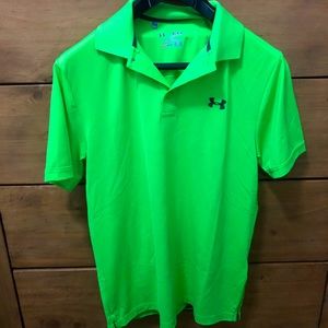 Lime Green Under Armour Dry Wick Golf Shirt